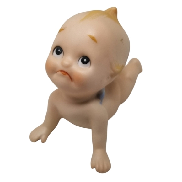 Vintage Kewpie Doll Figurine Lefton Japan Sad Face Baby Bisque Porcelain 60s - Picture 1 of 9